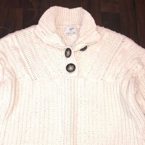 Aerie Cream Turtleneck Sweater with Button Accents